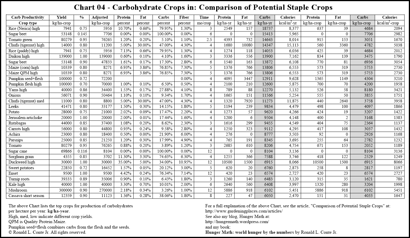 Carb Food Chart